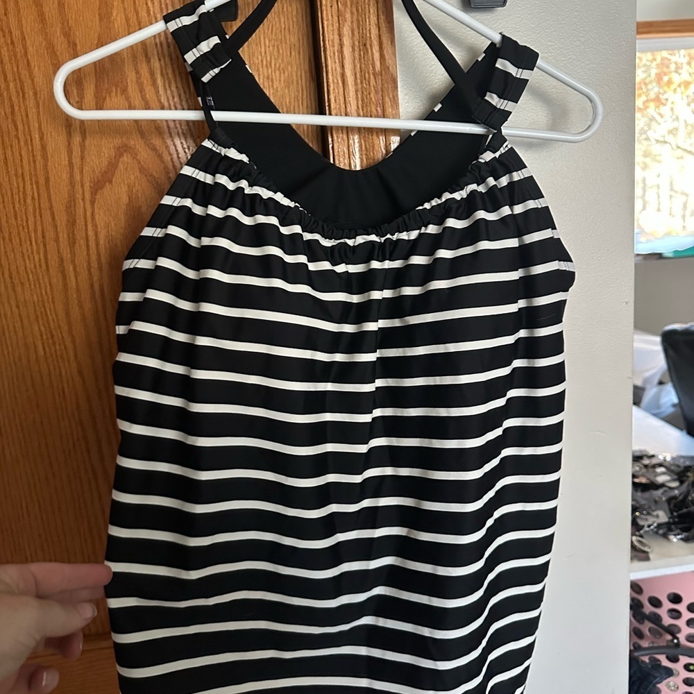 Chic black and white stripe  swim suit top
